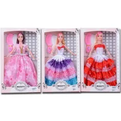 Muñeca de moda princesa con peine en 3 versiones