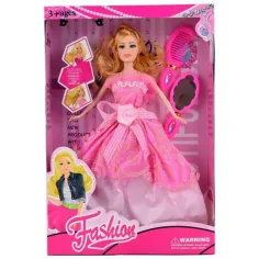 Muñeca de moda rosa con accesorios 29cm