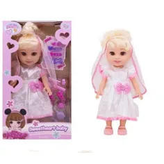 Muñeca de novia con velo y accesorios