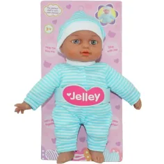 Muñeca Jelley con vestido a rayas azules de 25 cm