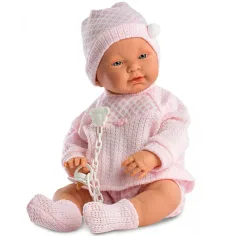 Muñeca niña bebé en vestido rosa de 45cm