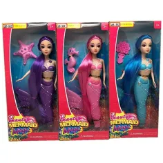 Muñeca sirena con efectos de luz en tres versiones 30cm