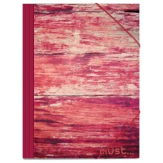 Must: Carpeta de goma con diseño de madera roja 25x35cm