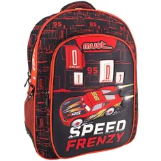 Must... Cars Frenesí de Velocidad mochila escolar de tres compartimentos, mochila 32x18x43cm