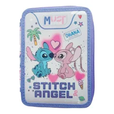 Must: Disney Stitch&Angel estuche de lápices de dos pisos 15x5x21cm