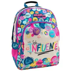 Must... Influence mochila escolar de tres compartimentos redondeados, mochila 33x16x45cm