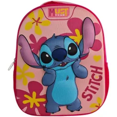 Must: Mochila de jardín de infancia redondeada con diseño 3D de Stitch 26x10x32cm