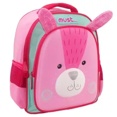 Must: Mochila de jardín de infantes con diseño 3D de conejito de 27x10x31cm