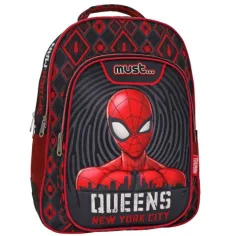 Must: Mochila ergonómica redondeada de Spider-Man, mochila 32x18x43cm