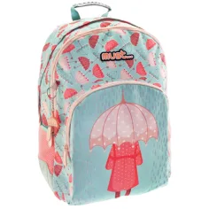 Must: Mochila escolar con paraguas de tres compartimentos, mochila 33x16x45cm
