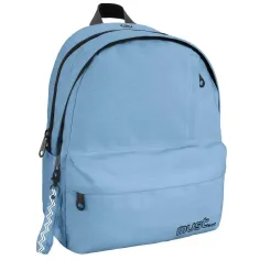 Must: Mochila escolar de color azul claro con cuatro compartimentos redondeados 32x19x42cm