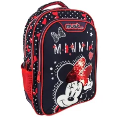 Must: Mochila escolar de Minnie Mouse en azul oscuro y rojo, mochila 32x18x43cm