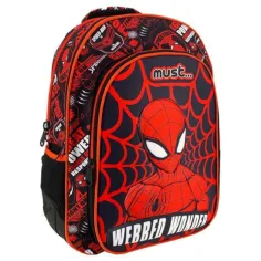 Must: Mochila escolar de Spiderman azul oscuro-rojo 32x18x43cm