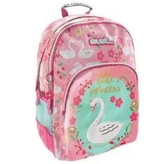 Must: Mochila escolar de tres compartimentos con cisnes, 33x16x45cm