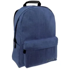 Must: Mochila Monocromática Azul Oscuro Jeans 32x17x42cm