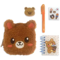 Must Team: Set de material de escritura con diseño de oso y almacenamiento de felpa