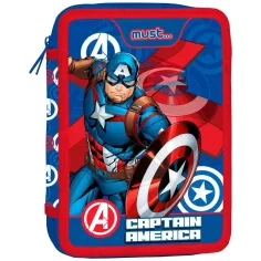 Must: Vengadores - Estuche de lápices de dos niveles de Capitán América 15x21x5cm