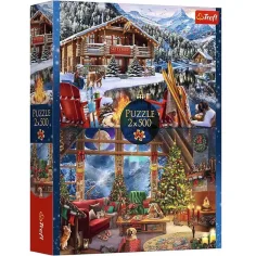imagen de Navidad en las montañas 2x500 piezas puzzle - Trefl 1