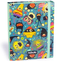 Nebulo: Caja de cuadernos en tamaño A/5 con diseño de monstruos divertidos