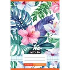 Nebulo: Cuaderno a cuadros con diseño de flores tropicales 27-32 A/5