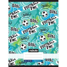 Nebulo: Cuaderno a cuadros con la inscripción 'Football Time' 87-32 A/4