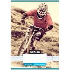 Nebulo: Cuaderno de líneas con diseño de ciclista de montaña de 4º grado 21-32 A/5