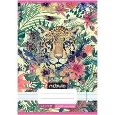Nebulo: Cuaderno de líneas con estampado de leopardo para 4.º grado 21-32 A/5