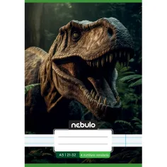 Nebulo: Cuaderno de líneas con estampado de T-Rex para 4.º grado A/5 21-32