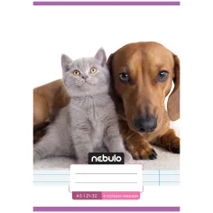 Nebulo: Cuaderno de líneas con patrón de perro salchicha de 4º grado y gato gris 21-32 A/5