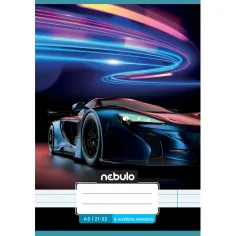 Nebulo: Cuaderno de líneas de 4º grado con diseño de coche de neón A/5 21-32