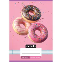 Nebulo: Cuaderno de líneas encolado de 2º grado A5 16-32 con diseño de donuts