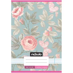 Nebulo: Cuaderno de rayas con estampado de rosas para 4º grado 21-32 A/5