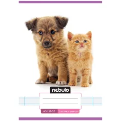 Nebulo: Cuaderno de rayas con patrón de perro y gato de 3er grado 12-32 A/5