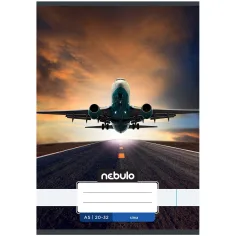 Nebulo: Cuaderno liso con diseño de avión despegando 20-32 A/5