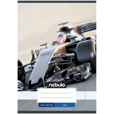 Nebulo: Cuaderno liso con diseño de coche de carreras 20-32 A/5