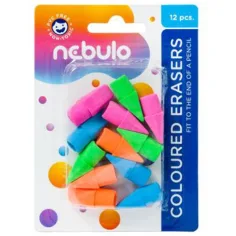 Nebulo: Juego de 12 borradores de punta de lápiz de colores