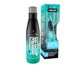 Nebulo: Termo Botella 460ml con altavoz BLUETOOTH incorporado en color negro-turquesa