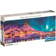 Noche invernal colorida 1000 piezas HQC rompecabezas panorámico 98x33cm - Clementoni
