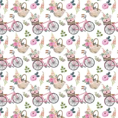 Papel de regalo con diseño de bicicleta rosa 100x70cm