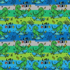 Papel de regalo con diseño de T-Rex patinador 100x70cm