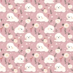 Papel de regalo con perritos blancos 100x70cm