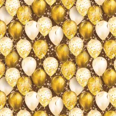 Papel de regalo de globos dorados y blancos 100x70cm
