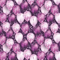 Papel de regalo de globos lila y blanco 100x70cm