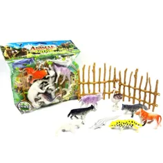 Paquete de figuras de animales salvajes con valla