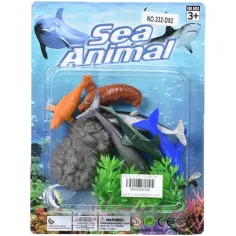 Paquete de figuras de criaturas marinas con roca