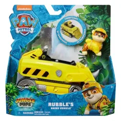 Paw Patrol: Jungle Pups Rubble minifigura con vehículo de rinoceronte - Spin Master