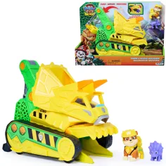 Paw Patrol La Película de Dinosaurios: Vehículo de Rescate Chomp & Rescue con figura de Rubble - Spin Master