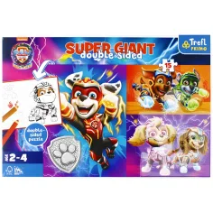 Paw Patrol: La super película - Rompecabezas gigante de 15 piezas para colorear - Trefl