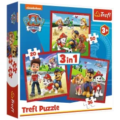 Paw Patrol: Perritos felices 3 en 1 rompecabezas - Trefl