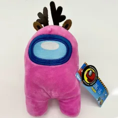 Peluche de cuernos rosa de Among Us con diadema 20cm